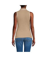 Lands' End Women's Drapey Rib Sleeveless Johnny Collar Polo Shirt