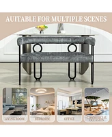 Modern Loveseat 2 Seater Sofa Chenille Fabric Couch with Arms and Metal Legs for Living Room, Home Office, Studio (Gray Chenille)