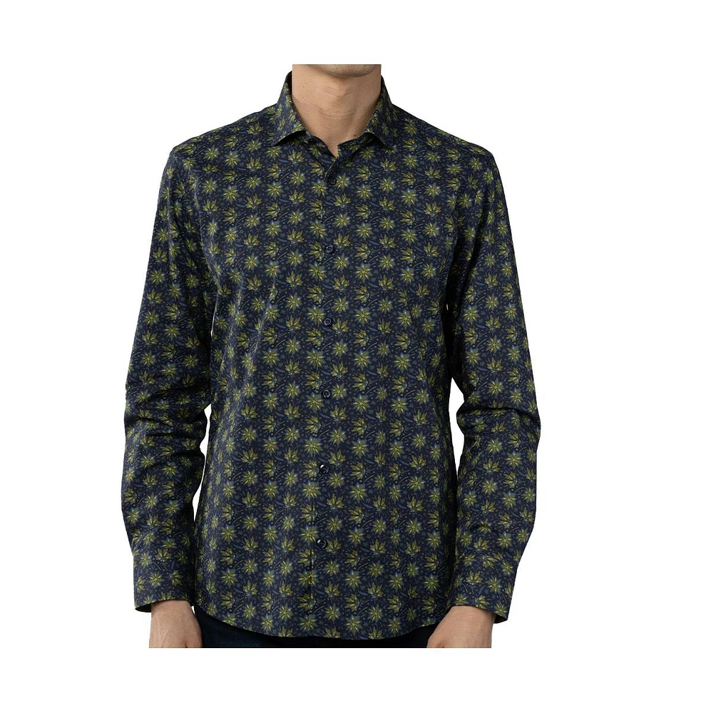 Luchiano Visconti Men's Navy Green Blue Shirt