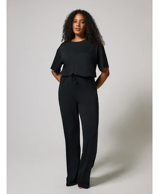 Lovall Petite Soft Touch Wide Leg Lounge Set