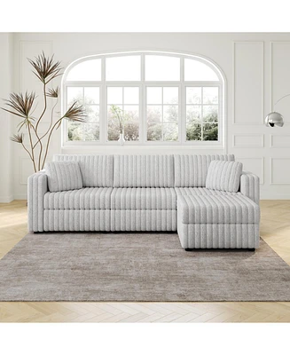 106" Light Gray Sofa with Ottoman Lift - Modern Modular Design