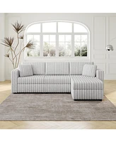 106" Light Gray Sofa with Ottoman Lift - Modern Modular Design
