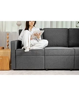 Retractable 3-Seater Sofa for Small Spaces, Dark Gray Linen