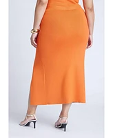 Eloquii Plus Knit Skirt With Slit And Hardware