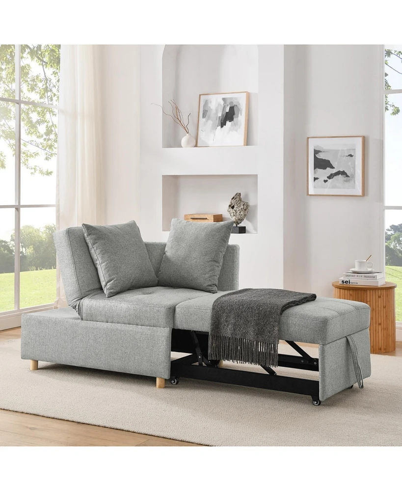 Convertible Sofa Bed Recliner with Adjustable Backrest and Pullout Sofa Bed