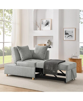 Convertible Sofa Bed Recliner with Adjustable Backrest and Pullout Sofa Bed