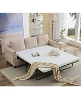 81.5" 2-in-1 Queen Convertible Sleeper Sofa Bed with Memory Foam Mattress