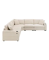 106" L-Shaped Corduroy Sectional Sofa with Storage and Conveniences