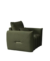 Modern Lounge Chair - Teddy Fabric Sofa with Pillow - Army Green