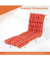 Outdoor Lounge Chaise Cushion with String Ties for Garden Poolside-Red