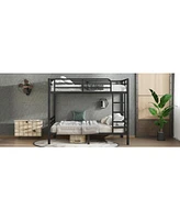 Metal Full over Full Bunk Bed for Teens and Adults,Space-Saving/Noise Reduced/No Box Spring Needed, Black