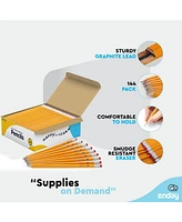 Enday #2 Pencils Bulk - 144 Pack, Pre-Sharpened Wood-Cased Yellow Pencils for Office and Classroom Supplies