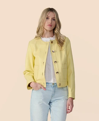 Furniq Uk Women's Leather Cropped Jacket, Created for Macy s