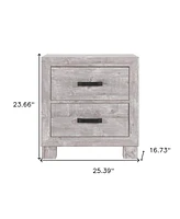 2-Drawer Distressed Nightstand – Rustic Bedside Table with Storage