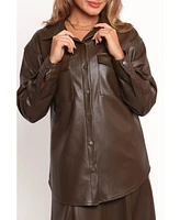 Petal and Pup Women's Trevira Faux Leather Shirt