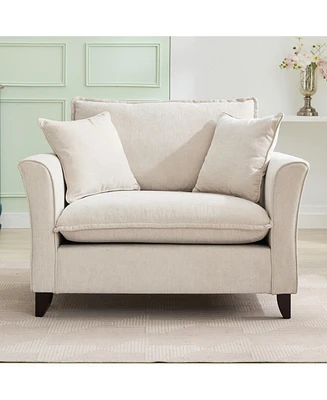 Oversized Chenille Armchair with Pillow