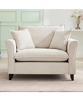 Oversized Chenille Armchair with Pillow
