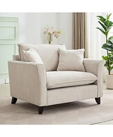 Oversized Chenille Armchair with Pillow
