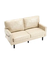 Mid-Century Modern Loveseat Sofa with Usb, Removable Pillow Cover