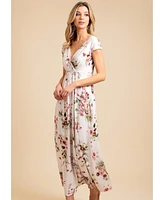 Alie Street London Women's Sophia V-Neck Short Sleeve Maxi Dress