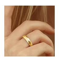 Spero London Sterling Silver Wide Hammered Ring
