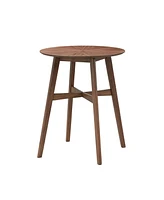 31.5 Inch Oversize Round Bar Table, Wooden High Top Kitchen Dining Table for Pub,Living Room,Restaurant,Cocktail Bar,Walnut