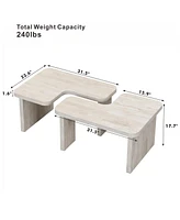 Rectangular Wood Detachable Coffee Table in White (47.24"x23.62" & 35.43"x31.49")