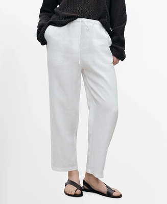 Mango Women's Straight Linen-Blend Pants