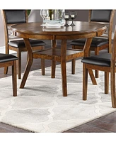 Walnut Wood Dining Table Set with Upholstered Chairs for 4