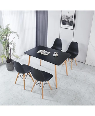 1+4,5pieces dining set, Table metal leg Mid-century Dining Table for 4-6 people With Mdf Table Top, Pedestal Dining Table, End Table Leisure Coffee Ta