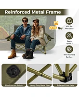 Oversized Camping Chair Folding Loveseat Camping Couch with Cup Holders & Thick Padding