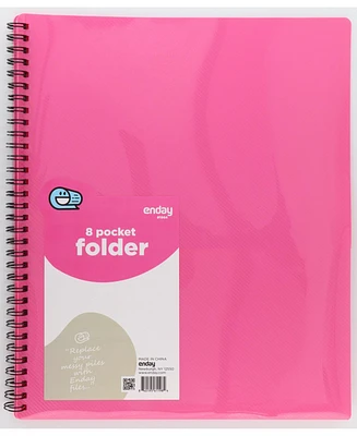 Poly 8 Pocket Organizer File Folder Letter Legal Document Perfect for Office, College, School and More (Pink) - by Emraw