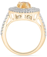 Citrine (2-3/4 ct. t.w.) & Diamond (1 ct. t.w.) Pear Halo Ring in 14k Gold