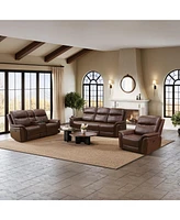 Tribesigns Mid Century Modern Electric Recliner Leather Sofa, Breathable 3-Piece Leather Power Reclining Sofa Set,3 Piece Luxurious Genuine Leather Re