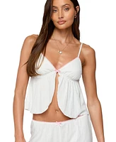Edikted Women's Linny Split Front Pointelle Top
