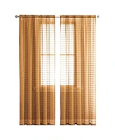 Kate Aurora 2 Piece Rod Pocket Plaid Sheer Voile Window Curtain Panels - 84 in. Long