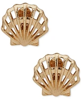 Anne Klein Gold-Tone Shell-Motif Clip-On Button Earrings