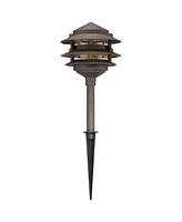 John Timberland Tiered Pagoda 11" High Bronze Led Path Lights Set of 2 - John Timberland