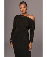 Jluxlabel Women's Night Shimmers Asymmetrical Maxi Dress