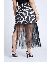 Eloquii Plus Wrap Front Fringe Mini Skirt