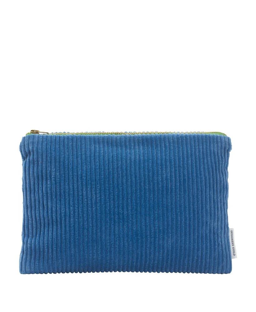 Corda Cobalt Corduroy Velvet Pouch - Medium
