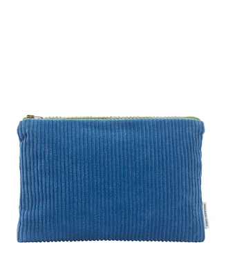 Corda Cobalt Corduroy Velvet Pouch - Medium