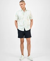 Alfani Men's Painterly Texture Short Sleeve Button-Front Shirt, Exclusively at Macy's