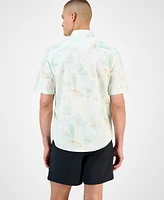 Alfani Men's Painterly Texture Short Sleeve Button-Front Shirt, Exclusively at Macy's