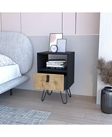 One Drawer Faux Wood Nightstand for Compact Bedroom Storage and Organization