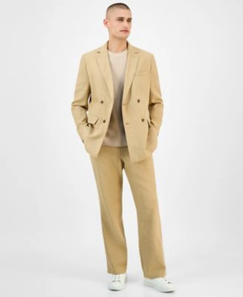 Alfani Mens Double Breasted Blazer Waffle Knit Sweater Drawstring Pants Exclusively At Macys