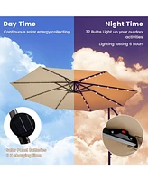 10 Feet Cantilever Umbrella with 32 Led Lights and Solar Panel Batteries