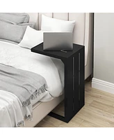 C-Shaped End Table Convertible Coffee Table with Adjustable Foot Pads