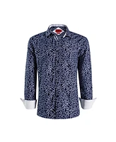Elie Balleh Big Boys Navy Slim Fit Swirl Print Button-Down Shirt