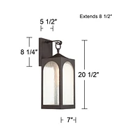 Tyne Modern Outdoor Wall Light Fixtures Set of 2 Bronze Metal Lantern Frame 20 1/2" Seedy Glass Panels for Post Exterior Barn Deck House Porch Ya